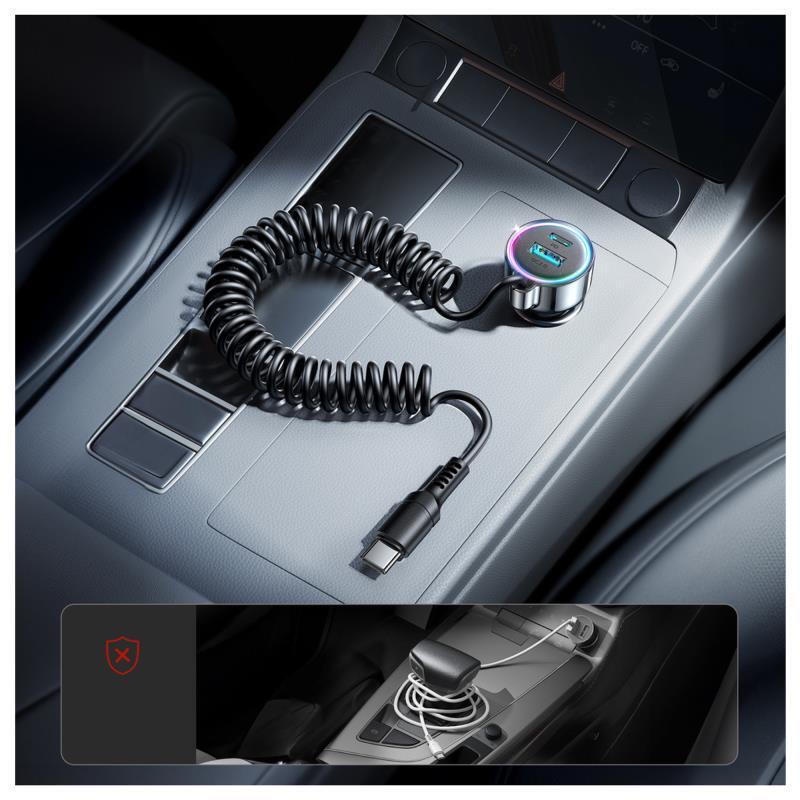 شاحن سيارة سلكي 3 في 1 بقدرة 90 واط من جوي روم (منفذ تايب سي)- JOYROOM JR-CL07 90W 3-in-1 Wired Car Charger (Type-C)