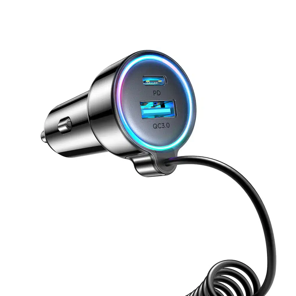 شاحن سيارة سلكي 3 في 1 بقدرة 90 واط من جوي روم (منفذ تايب سي)- JOYROOM JR-CL07 90W 3-in-1 Wired Car Charger (Type-C)