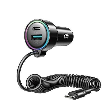 شاحن سيارة سلكي 3 في 1 بقدرة 90 واط من جوي روم (منفذ تايب سي)- JOYROOM JR-CL07 90W 3-in-1 Wired Car Charger (Type-C)