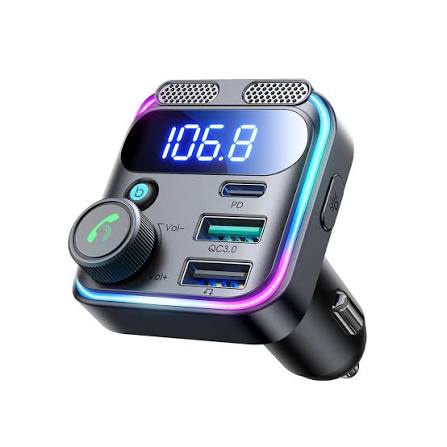 شاحن و ناقل إشارة بلوتوث سيارة بقدره ٨١ واط و ٢ ميكروفون لنقل مكالمات نقية الصوت- JOYROOM JR-CCB01 Dual-Mic Car Wireless FM Transmitter 81W Charger (ضمان 12 شهر)
