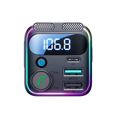 شاحن و ناقل إشارة بلوتوث سيارة بقدره ٨١ واط و ٢ ميكروفون لنقل مكالمات نقية الصوت- JOYROOM JR-CCB01 Dual-Mic Car Wireless FM Transmitter 81W Charger (ضمان 12 شهر)