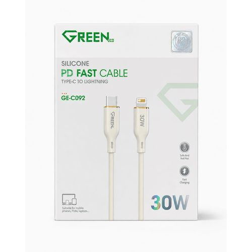Green كابل شحن سريع جرين سيليكون Type-C إلى Lightning بقدرة 30 واط (موديل GE-C092)