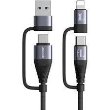 Joyroom SA37-2T2 Multi-Function Series 60W 4-in-1 Fast Charging Data Cable USB-A+Type-C to Lightning+Type-C 1.2m