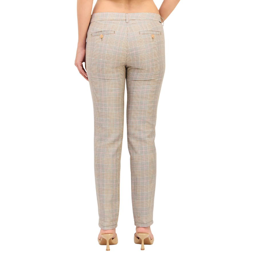 Reiko, Women Regular Fit Checkered Chino Pants, Multicolor