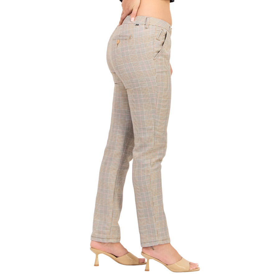 Reiko, Women Regular Fit Checkered Chino Pants, Multicolor