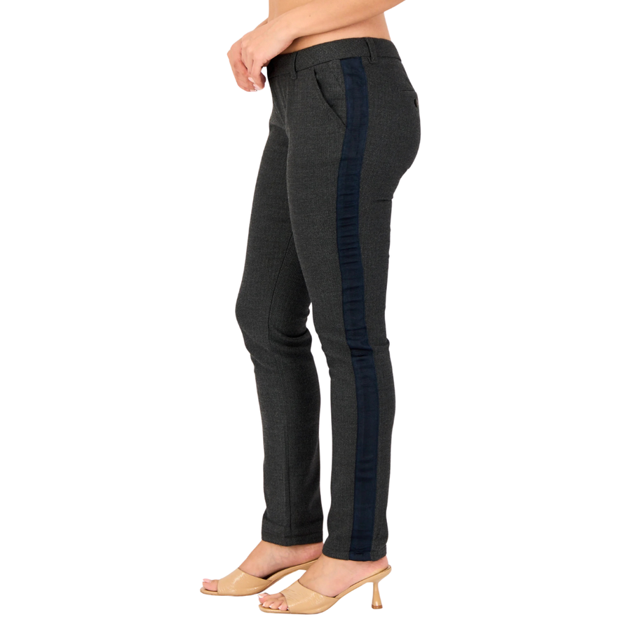 Reiko, Women Chino Fit Heather Straight Leg Pants, Dark Grey