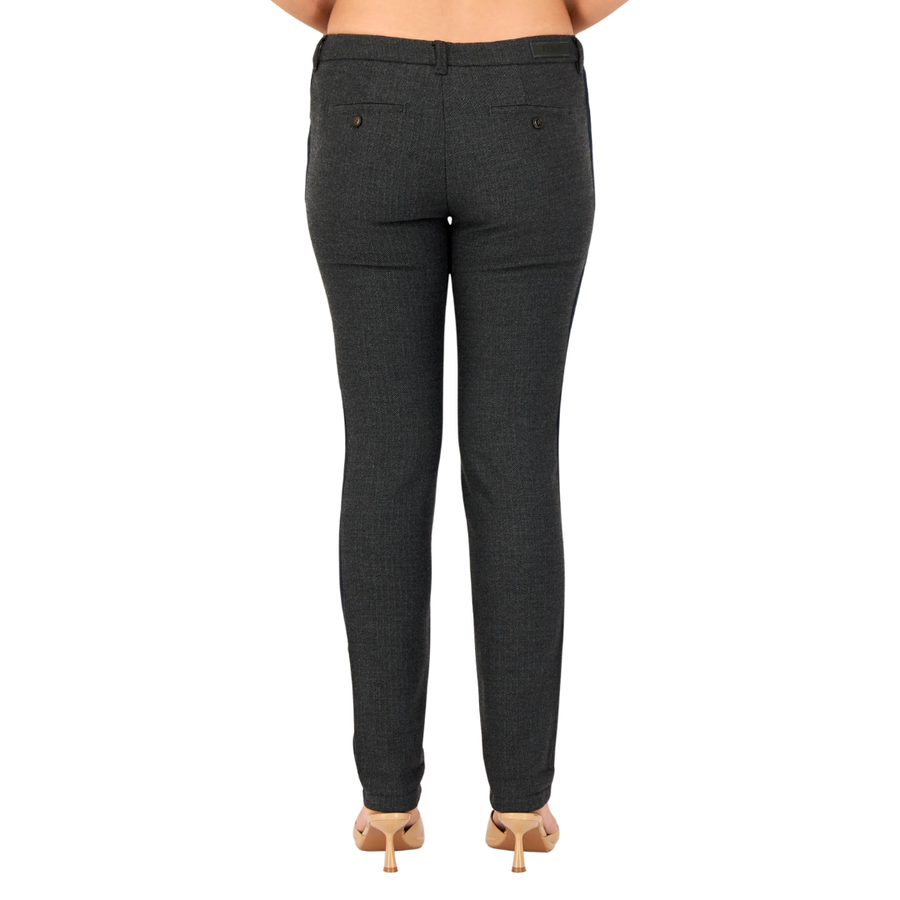 Reiko, Women Chino Fit Heather Straight Leg Pants, Dark Grey