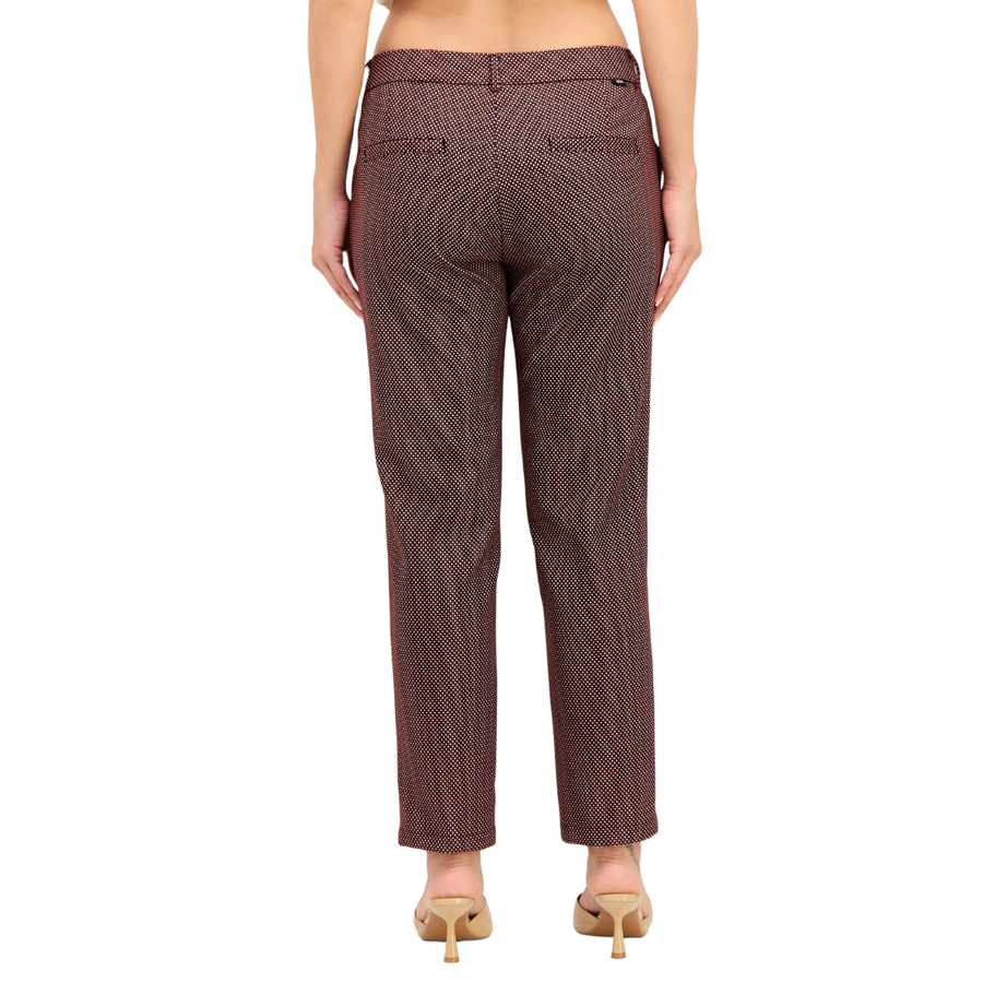 Reiko, Women Cigarette Fit Textured Stretchable Pants, Multicolor