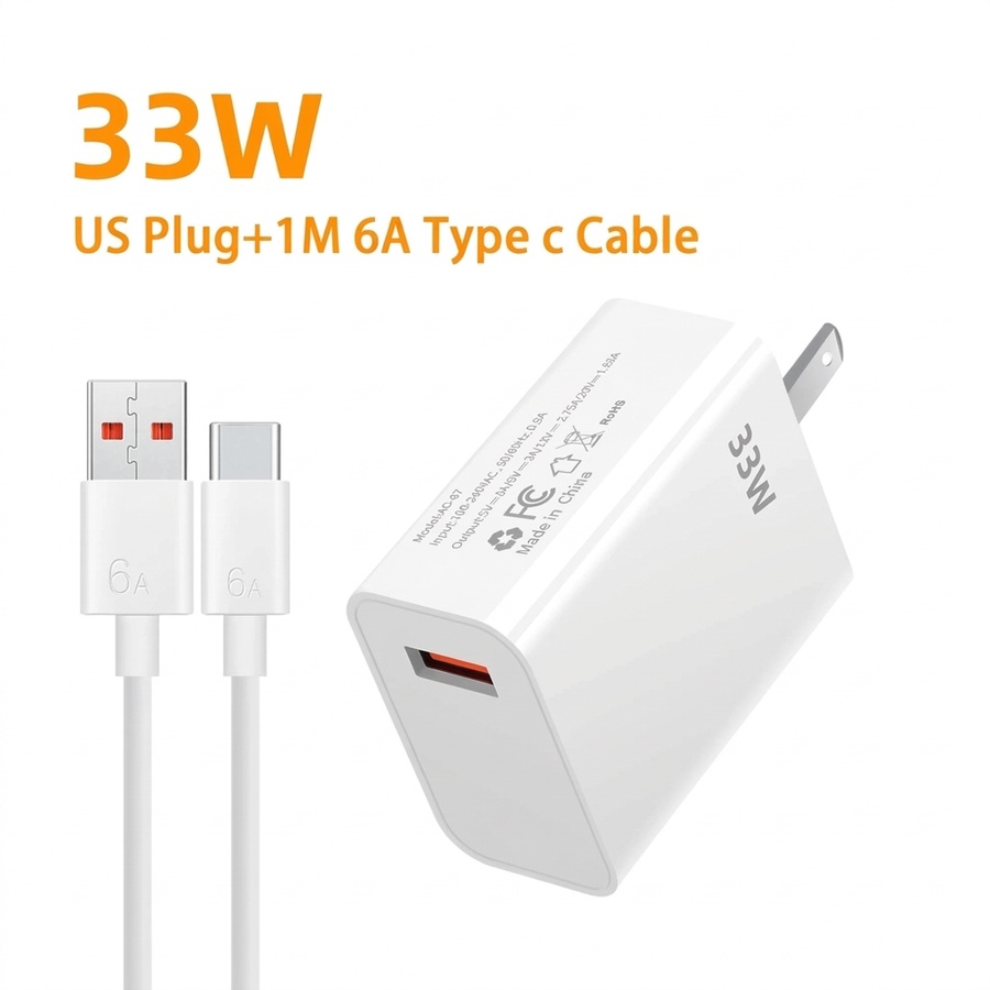 33W USB Fast Charger with 6A USB-C Cable