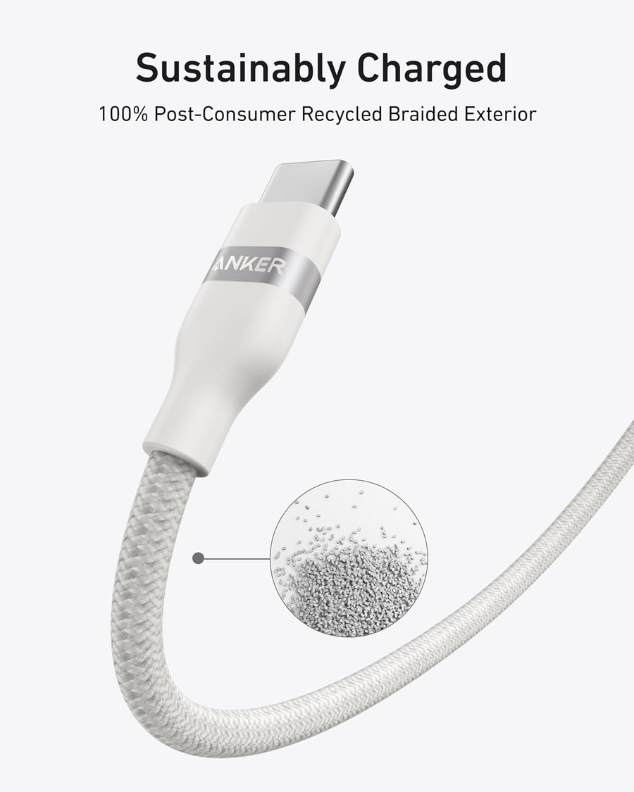 كابل أنكر نانو USB-C للشحن السريع 240 وات – أبيض