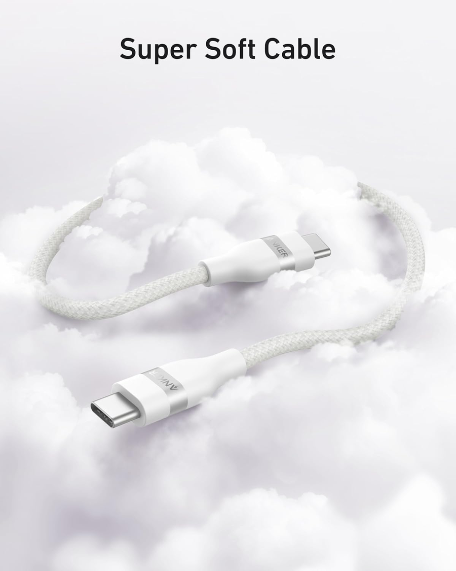 كابل أنكر نانو USB-C للشحن السريع 240 وات – أبيض