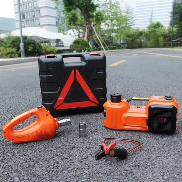 رافعة سيارة هيدروليكية كهربائية 5 طن مع منفاخ إطارات ومفك صواميل - Car Jack Hydraulic 12 فولت
