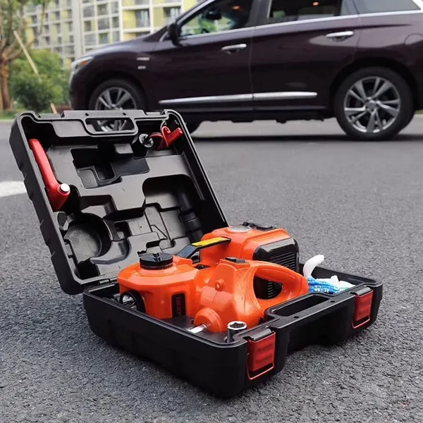 رافعة سيارة هيدروليكية كهربائية 5 طن مع منفاخ إطارات ومفك صواميل - Car Jack Hydraulic 12 فولت