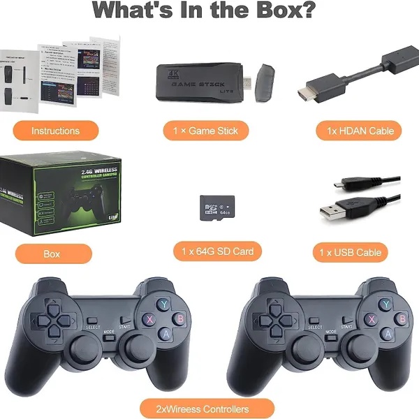جهاز ألعاب الفيديو الكلاسيكي HD Gaming Kit - صندوق ألعاب مع أكثر من 10000 لعبة ويدتي تحكم لاسلكية ودعم 4K