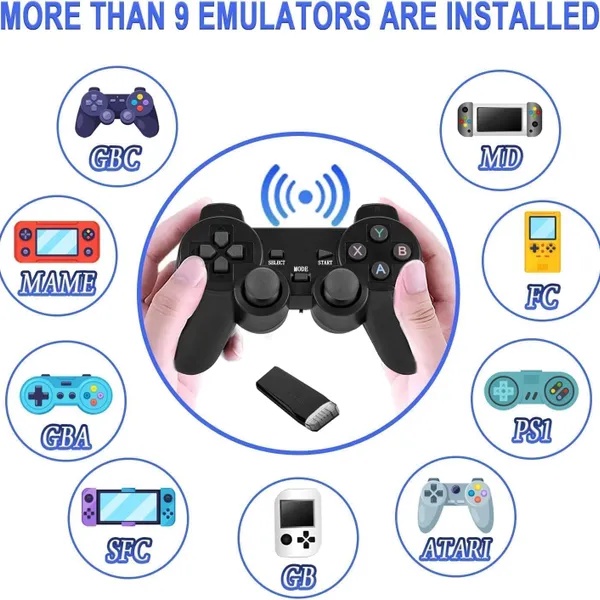جهاز ألعاب الفيديو الكلاسيكي HD Gaming Kit - صندوق ألعاب مع أكثر من 10000 لعبة ويدتي تحكم لاسلكية ودعم 4K