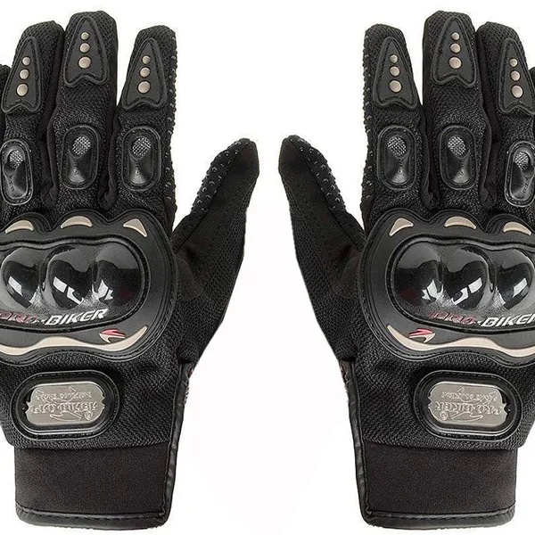 قفازات دراجة نارية واقية كاملة الأصابع مع حماية من ألياف الكربون ودعم الشاشات اللمسية - Bike Gloves Carbon Fiber
