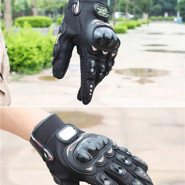 قفازات دراجة نارية واقية كاملة الأصابع مع حماية من ألياف الكربون ودعم الشاشات اللمسية - Bike Gloves Carbon Fiber