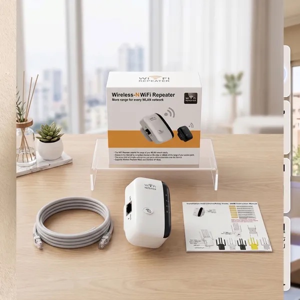 مقوى إشارة الواي فاي 4 أنتنا Wireless-N WiFi Repeater 300Mbps - موسع نطاق الشبكة المنزلية ونقطة وصول
