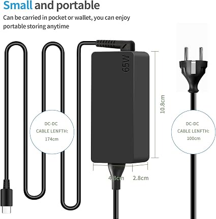Lenovo 65W USB C Power Supply PD Charge Laptop Charger Cable Type C Adapter for Lenovo ThinkPad