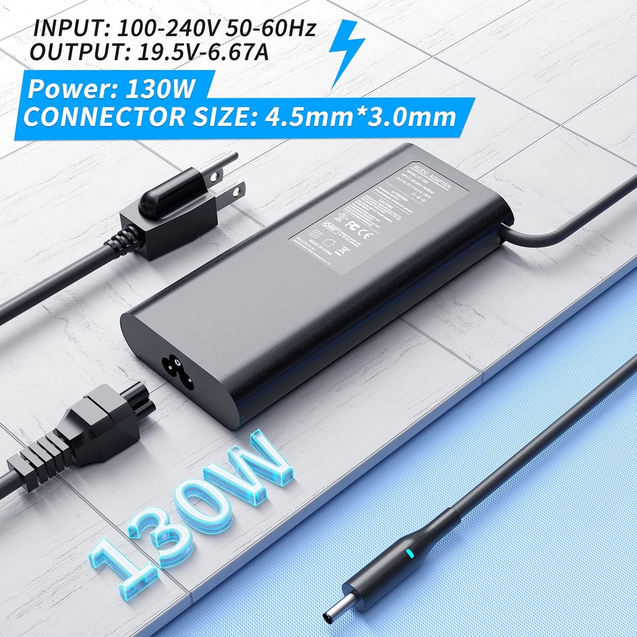 Dell 130w 19.5V 6.7A laptop adapter (4.5x3.0mm)