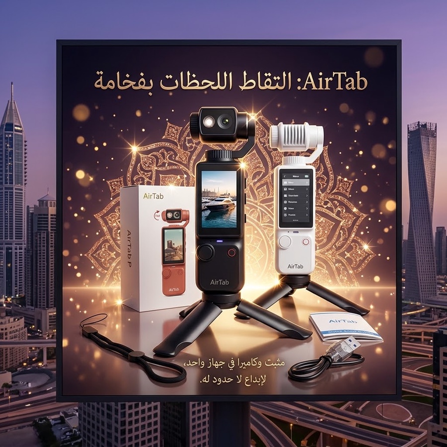 كاميرا فلوجز أيرتاب Pocket 4 لصناعة المحتوى بدقة 4K Ultra HD - كاميرا جيب متحركة بشاشة IPS وبطارية 3000 مللي أمبير