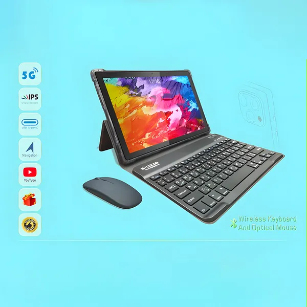 تابلت Tablet GT 40 بشاشة 10.1 بوصة - ذاكرة 512GB، رام 16GB، دعم 5G مع كيبورد وماوس وبطارية 7000mAh