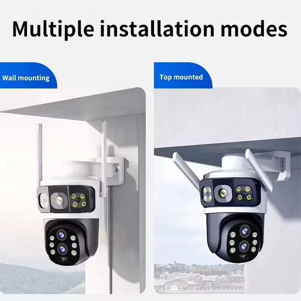 كاميرا مراقبة ذكية لاسلكية بالطاقة الشمسية بدقة 4K 8MP - عدسة مزدوجة، تقريب 10x، دعم 4G/5G، ورؤية ليلية ملوّنة مقاومة للماء IP66