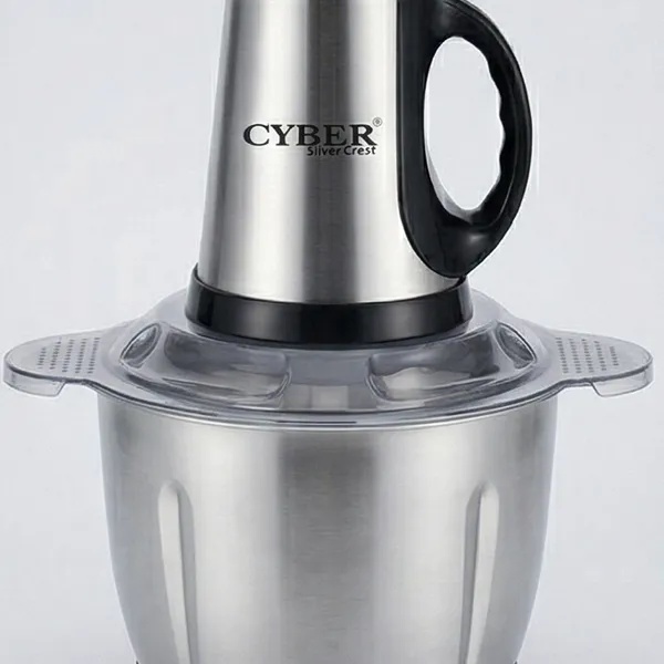 باقة المطبخ الكشخة 4 في 1 - عصارة الفواكه الذكية، خلاط Silver Crest القوي، ومفرمة CYBER ستانلس ستيل سعة 3 لتر بقوة 800 واط