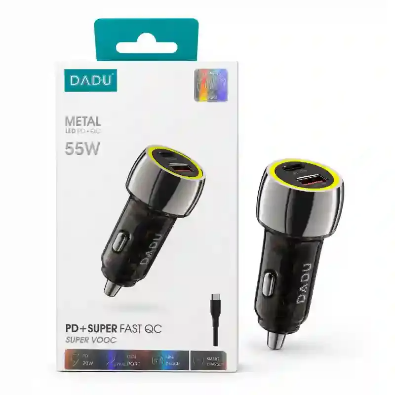 شاحن سيارة معدني سريع دادو DC-172 بقوة 55 واط مع دعم PD و QC و Super VOOC وإضاءة LED   