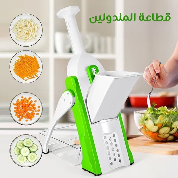 قطاعة خضروات مندولين 4 في 1 متعددة الاستخدامات - قطاعة طعام قابلة للطي مع 8 سماكات قطع قابلة للتعديل من 0.5 إلى 8 مم ومقاومة للصدأ