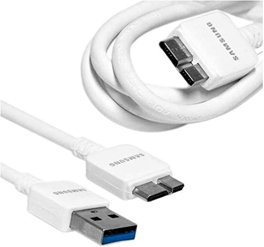 كابل ميكرو يو اس بي 3.0 للشحن ومزامنة البيانات لسامسونج جالاكسي نوت 3 والهارد الخارجي (Micro USB 3.0) - أبيض