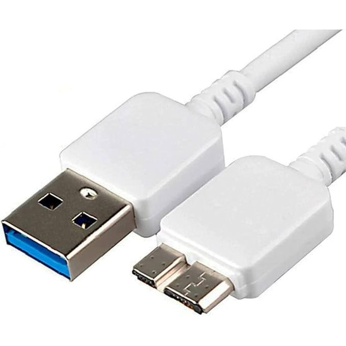 كابل ميكرو يو اس بي 3.0 للشحن ومزامنة البيانات لسامسونج جالاكسي نوت 3 والهارد الخارجي (Micro USB 3.0) - أبيض