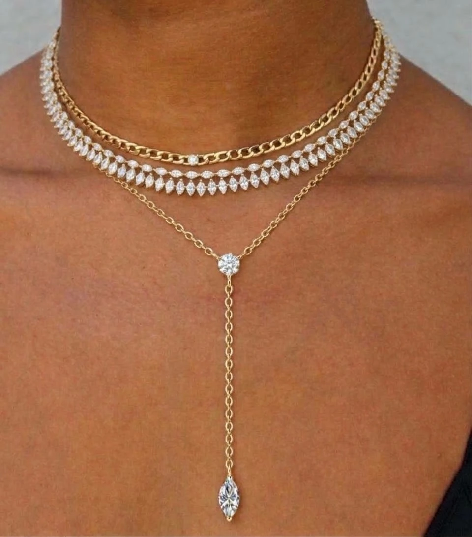Marquize and Round y-Necklace
