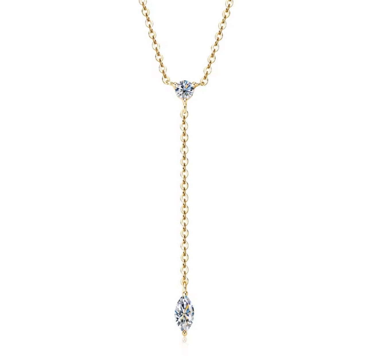 Marquize and Round y-Necklace