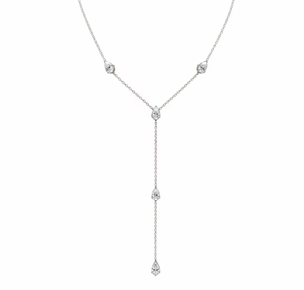 Silver Pear y-Necklace