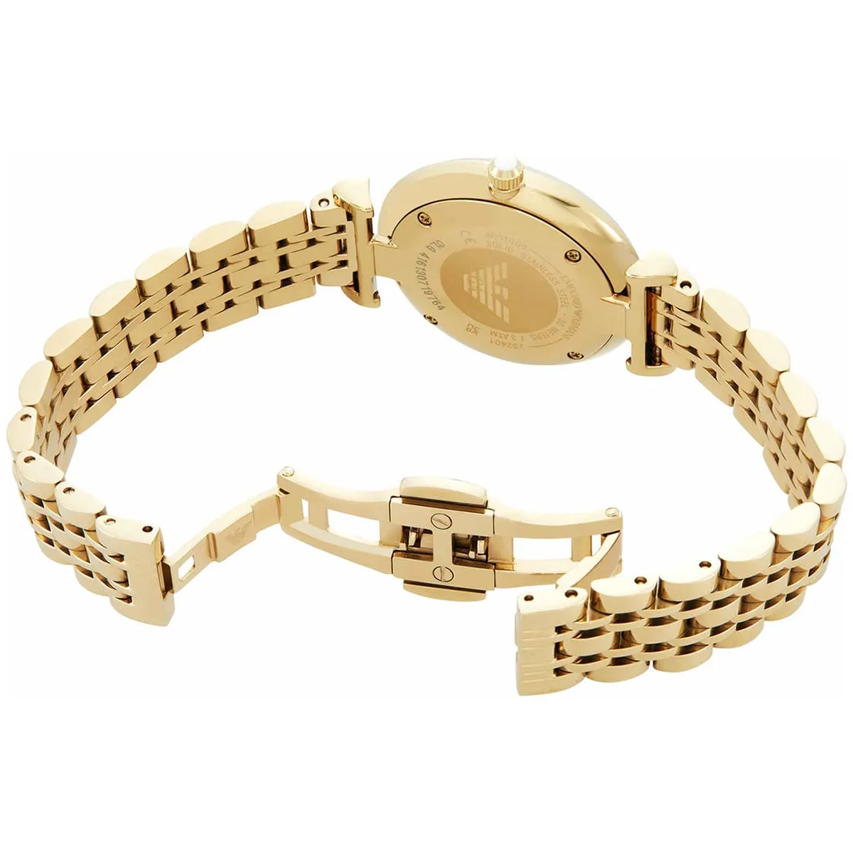 Original Emporio Armani Gianni T Bar Analog Crystals Gold Dial Gold Steel Strap Watch For Women – AR11608