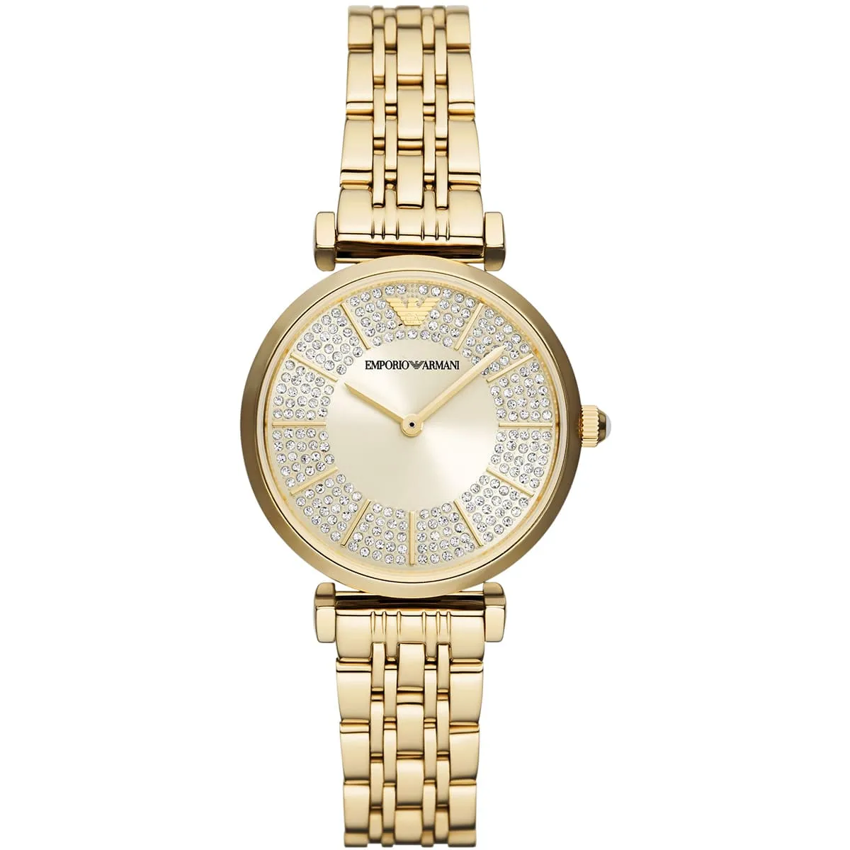 Original Emporio Armani Gianni T Bar Analog Crystals Gold Dial Gold Steel Strap Watch For Women – AR11608