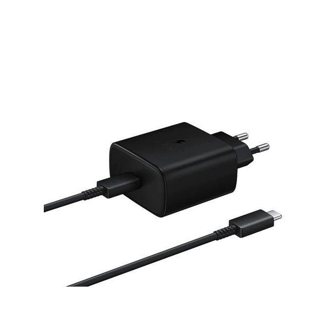 شاحن سامسونج المنزلي 45 واط سريع مع كابل تايب سي 1.8 متر اسود - Samsung 45W Charger with Type-C Cable