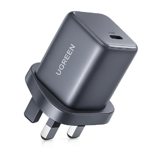 شاحن يو اس بي سي يوجرين 20 واط سريع بتقنية جان رمادي - Ugreen X512 20W GaN USB-C Charger