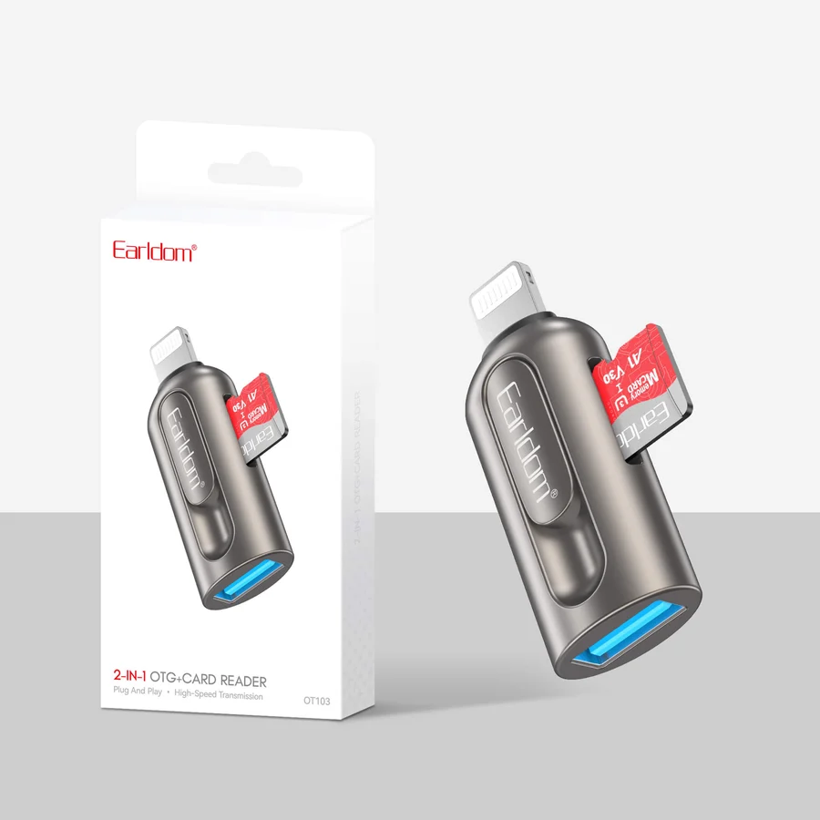Earldom ET-OT103 Lightning OTG Card Reader with SD/TF and USB-A