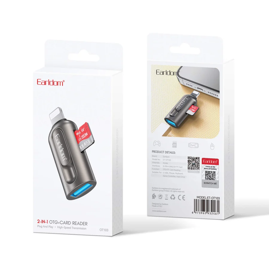Earldom ET-OT103 Lightning OTG Card Reader with SD/TF and USB-A