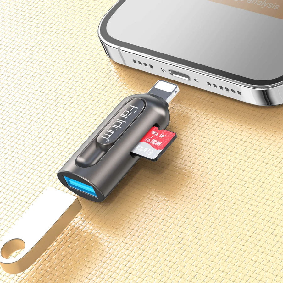 Earldom ET-OT103 Lightning OTG Card Reader with SD/TF and USB-A