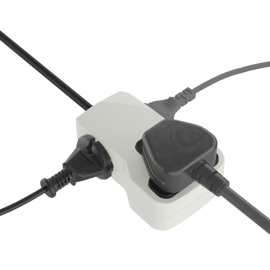 ILock Mini Power Strip – 3 Outlets | 2 Schuko + 1 Universal Socket 1.5 meter cable 