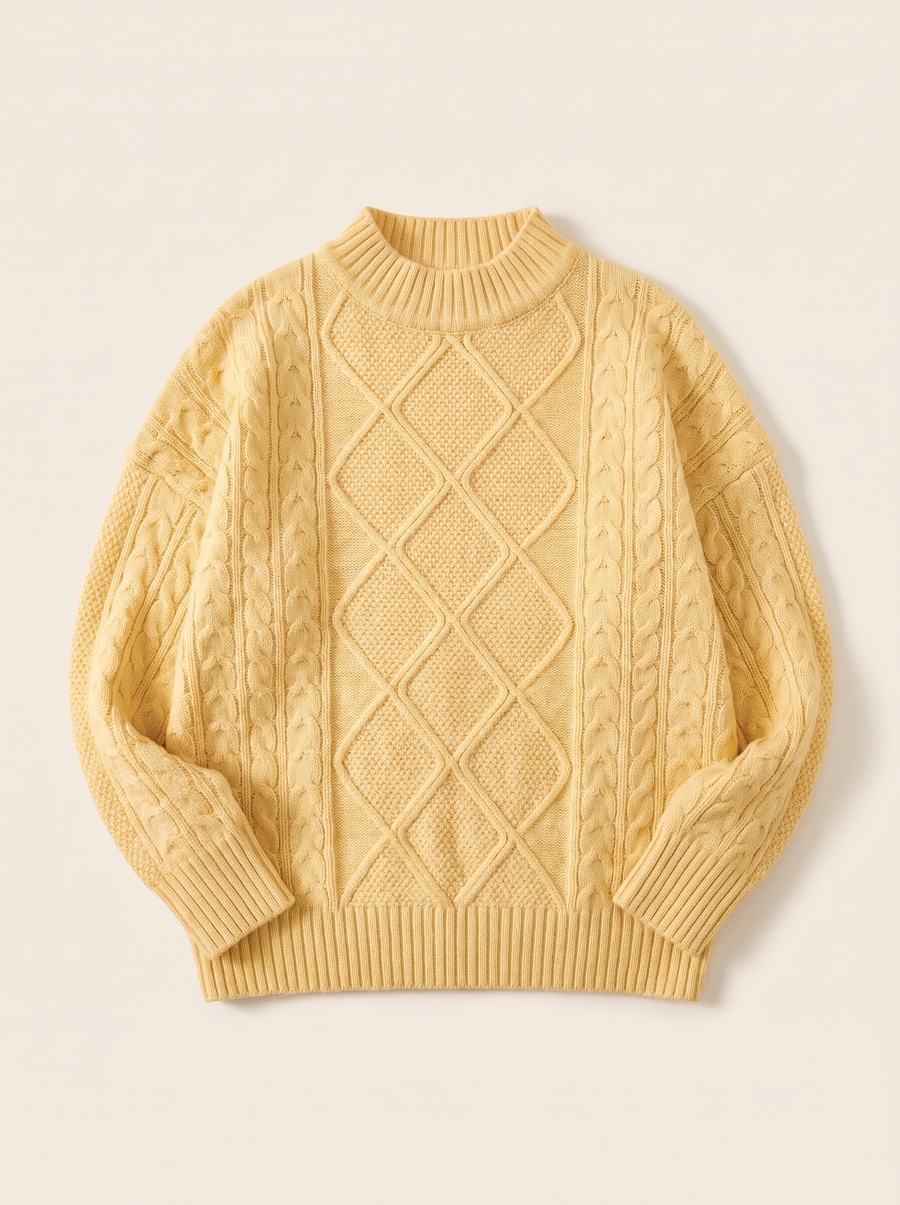 Twine, Cable Knit Mock Neck Sweater