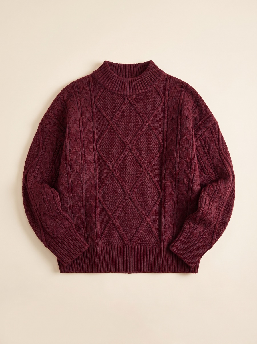 Twine, Cable Knit Mock Neck Sweater