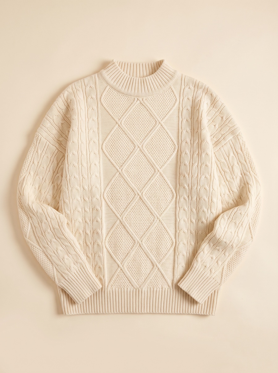 Twine, Cable Knit Mock Neck Sweater