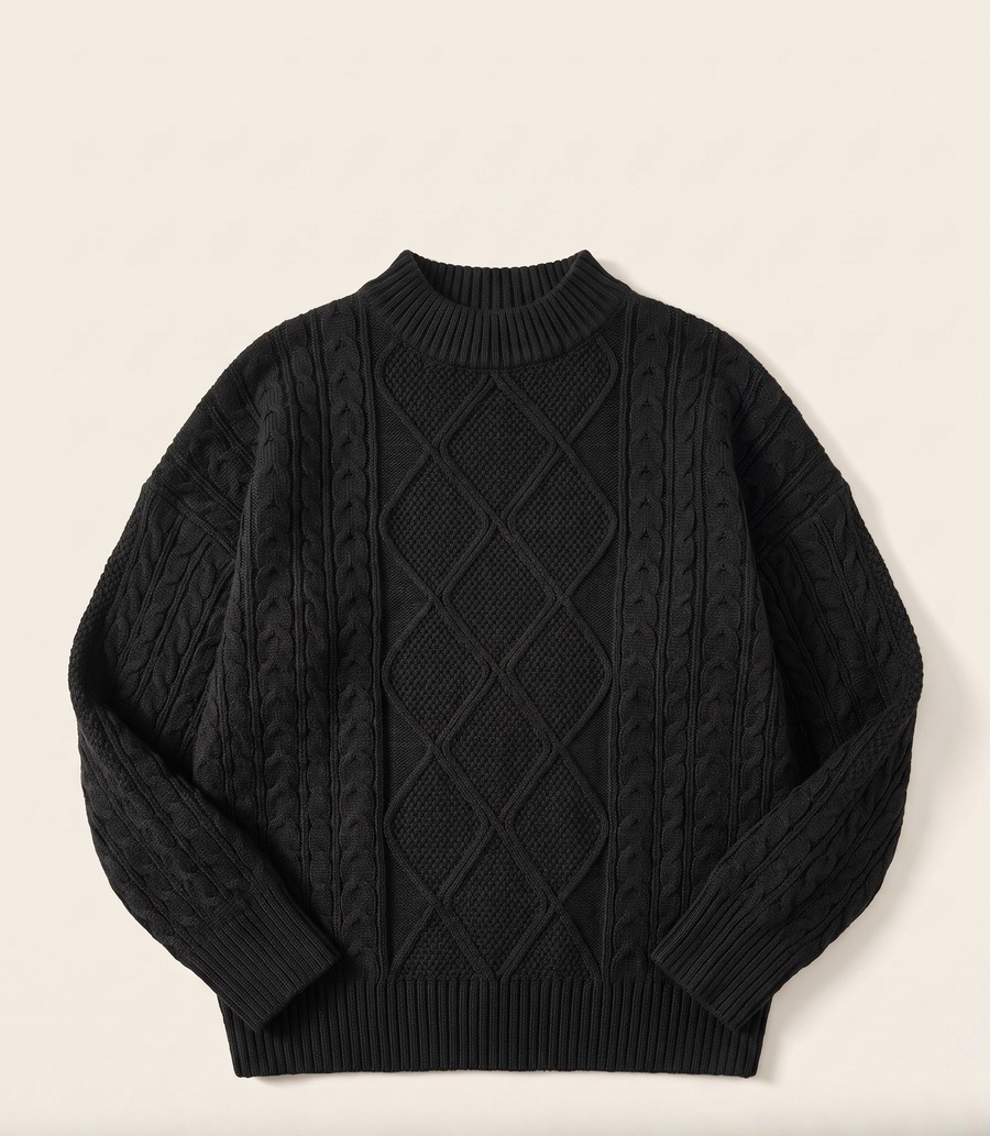 Twine, Cable Knit Mock Neck Sweater