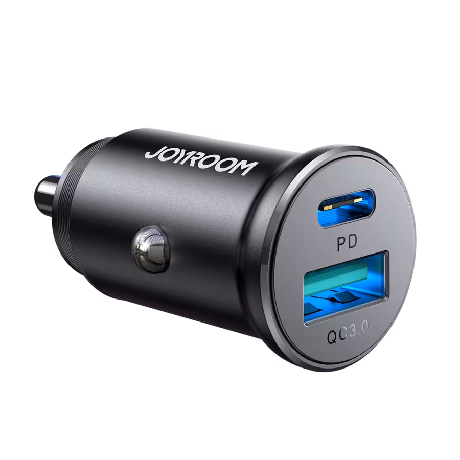 JOYROOM JR-CCN05 30W Mini Metal Car Charger USB-C PD + USB-A QC3.0