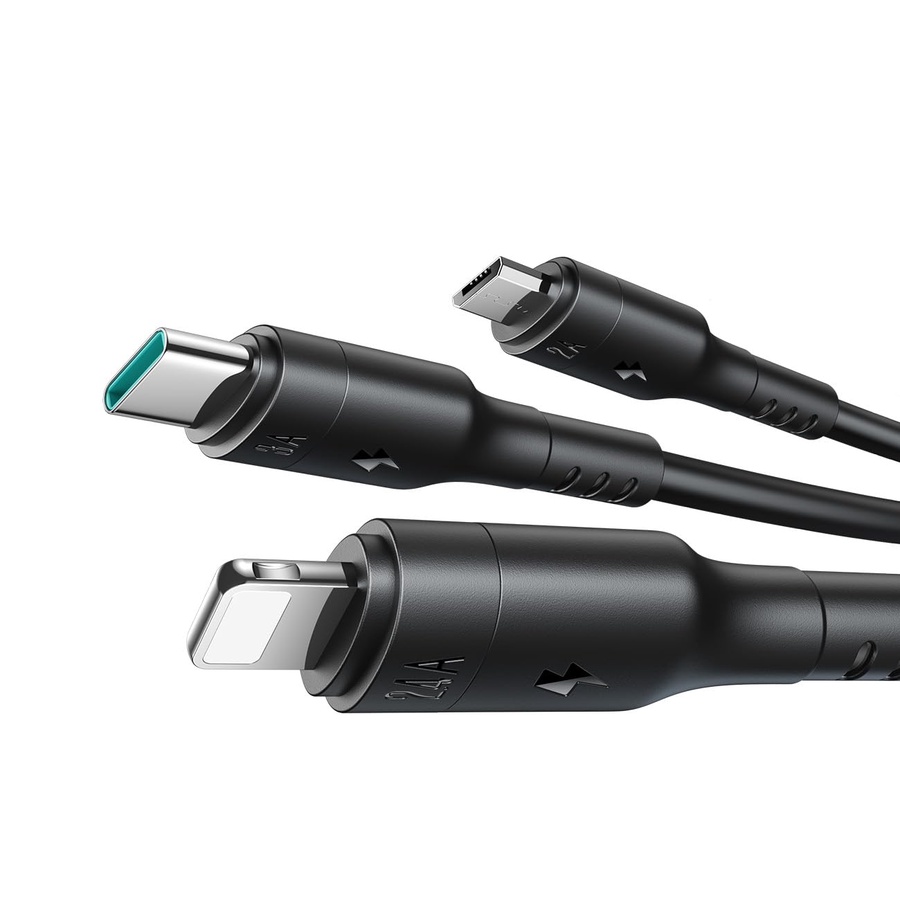 JOYROOM S-A61 3-in-1 Charging Cable 3.5A 1.2m Black