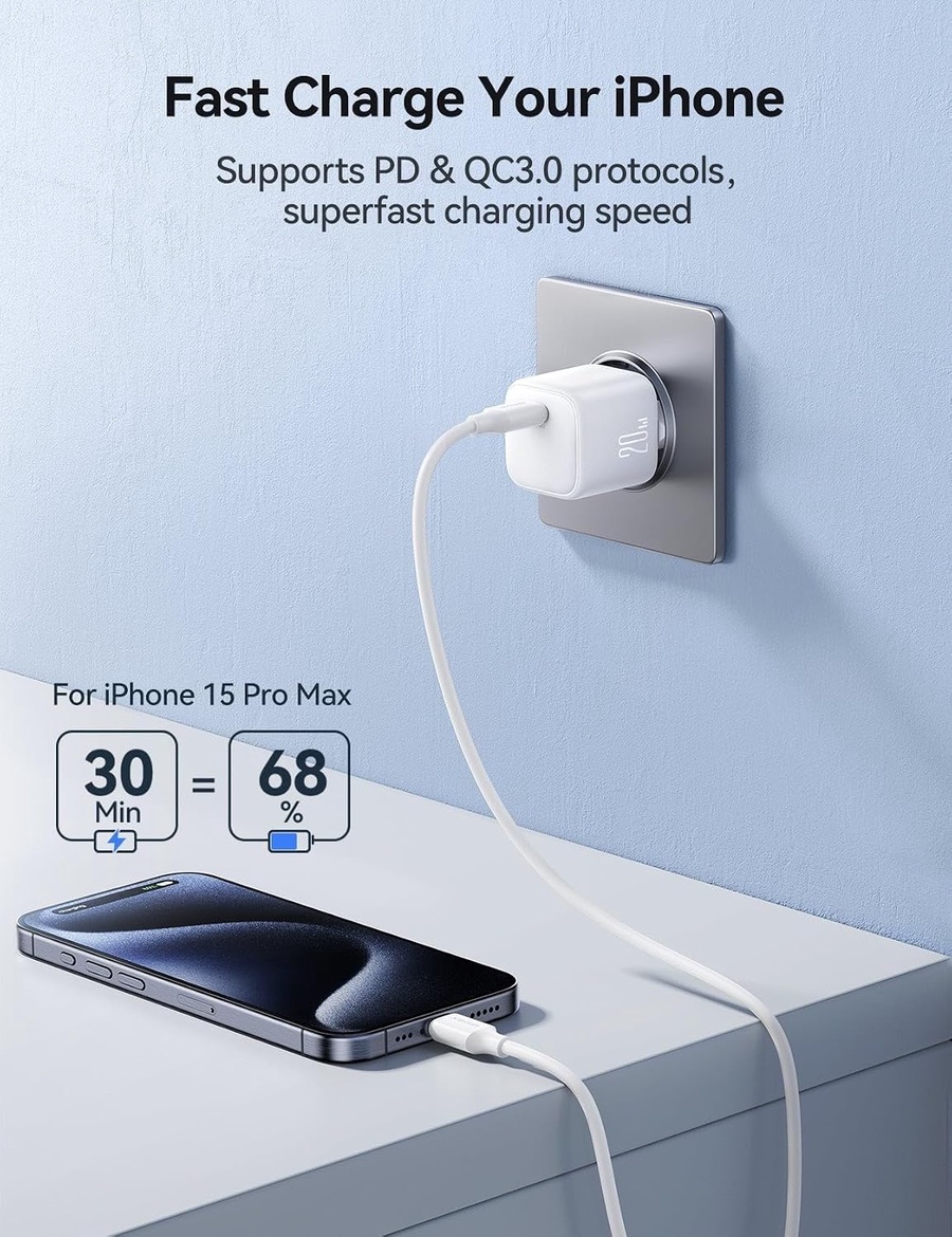 JOYROOM JR-TCG08EU GaN 20W USB-C PD Fast Charger White